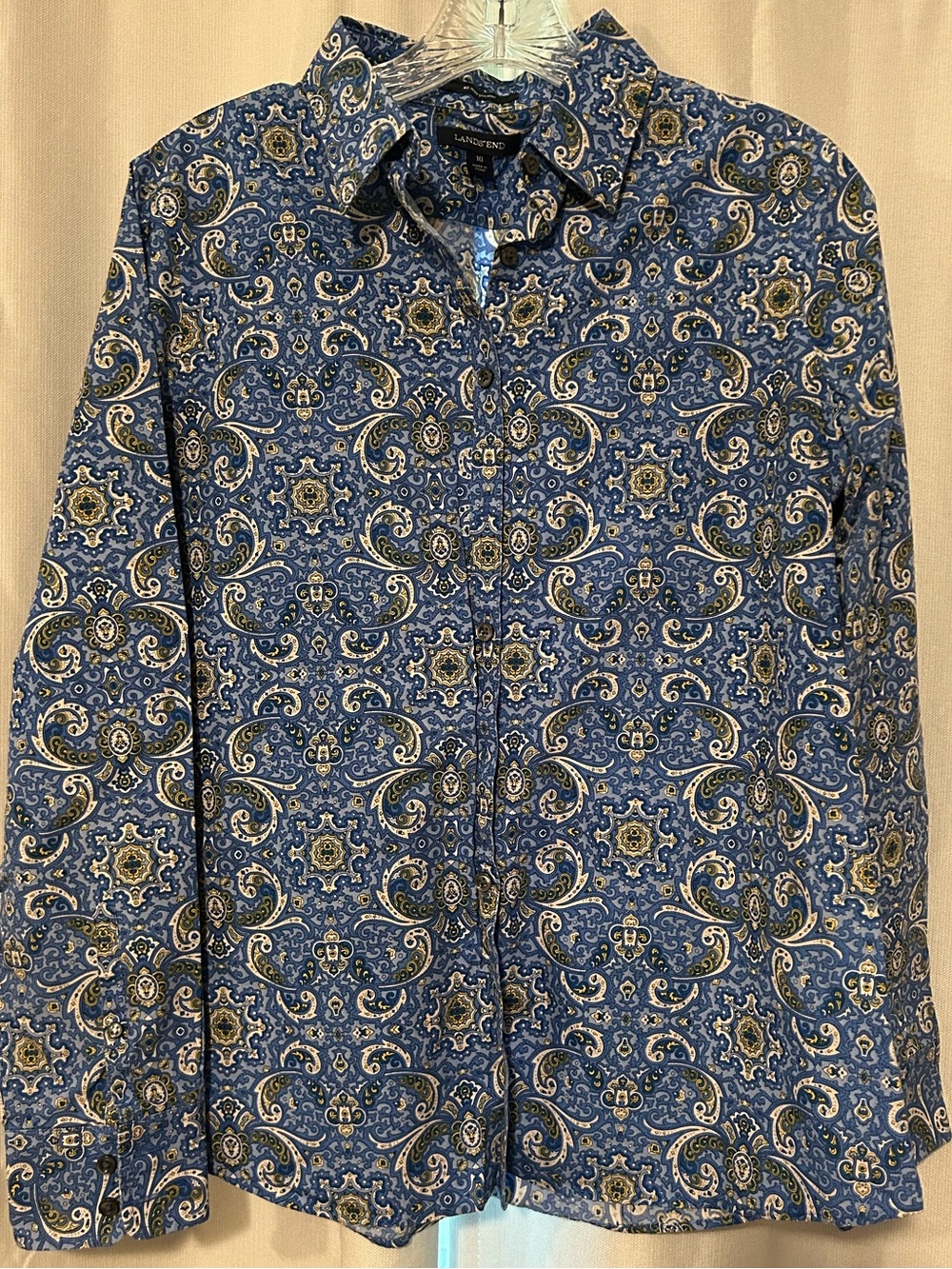 Lands' End Blue Paisley Button-Down